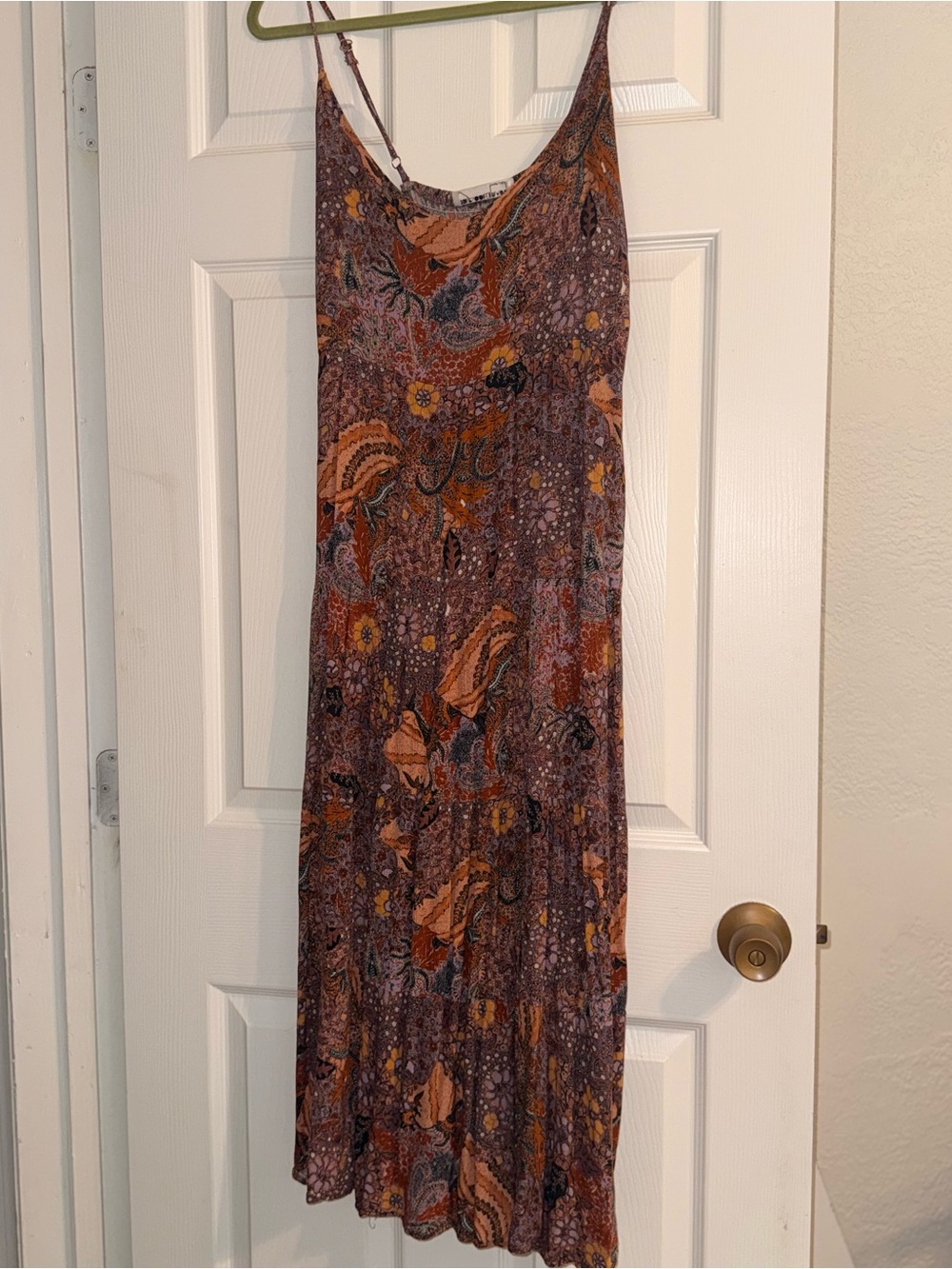 Boho Paisley Maxi Skirt - Rust and Purple